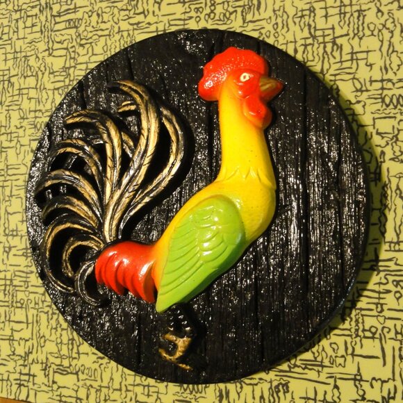 Vintage Miller Studio Chalkware Rooster Wall Hanging Plaque 1977 farmhouse mcm - Picture 9 of 16